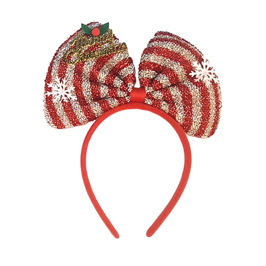 Christmas Sequins Letter Bowknot Decor Headband Snowflake Striped Hair Hoop Merry Christmas Headdress Decoration Image 4