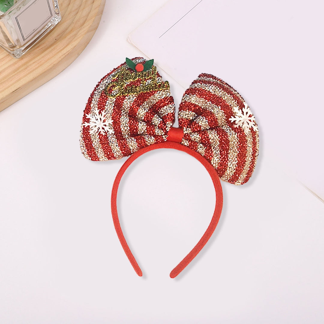 Christmas Sequins Letter Bowknot Decor Headband Snowflake Striped Hair Hoop Merry Christmas Headdress Decoration Image 8