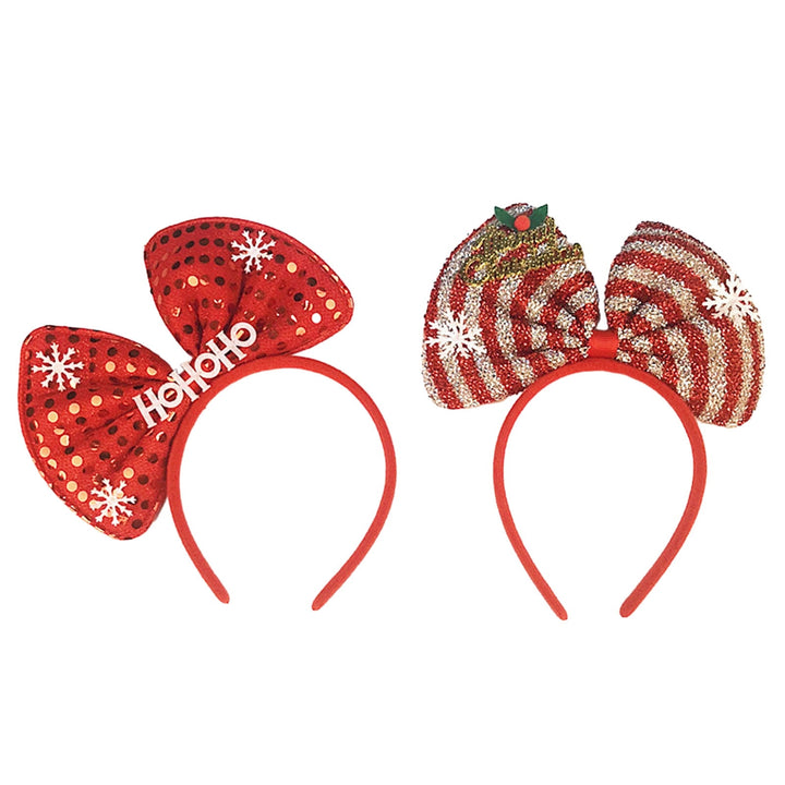 Christmas Sequins Letter Bowknot Decor Headband Snowflake Striped Hair Hoop Merry Christmas Headdress Decoration Image 10