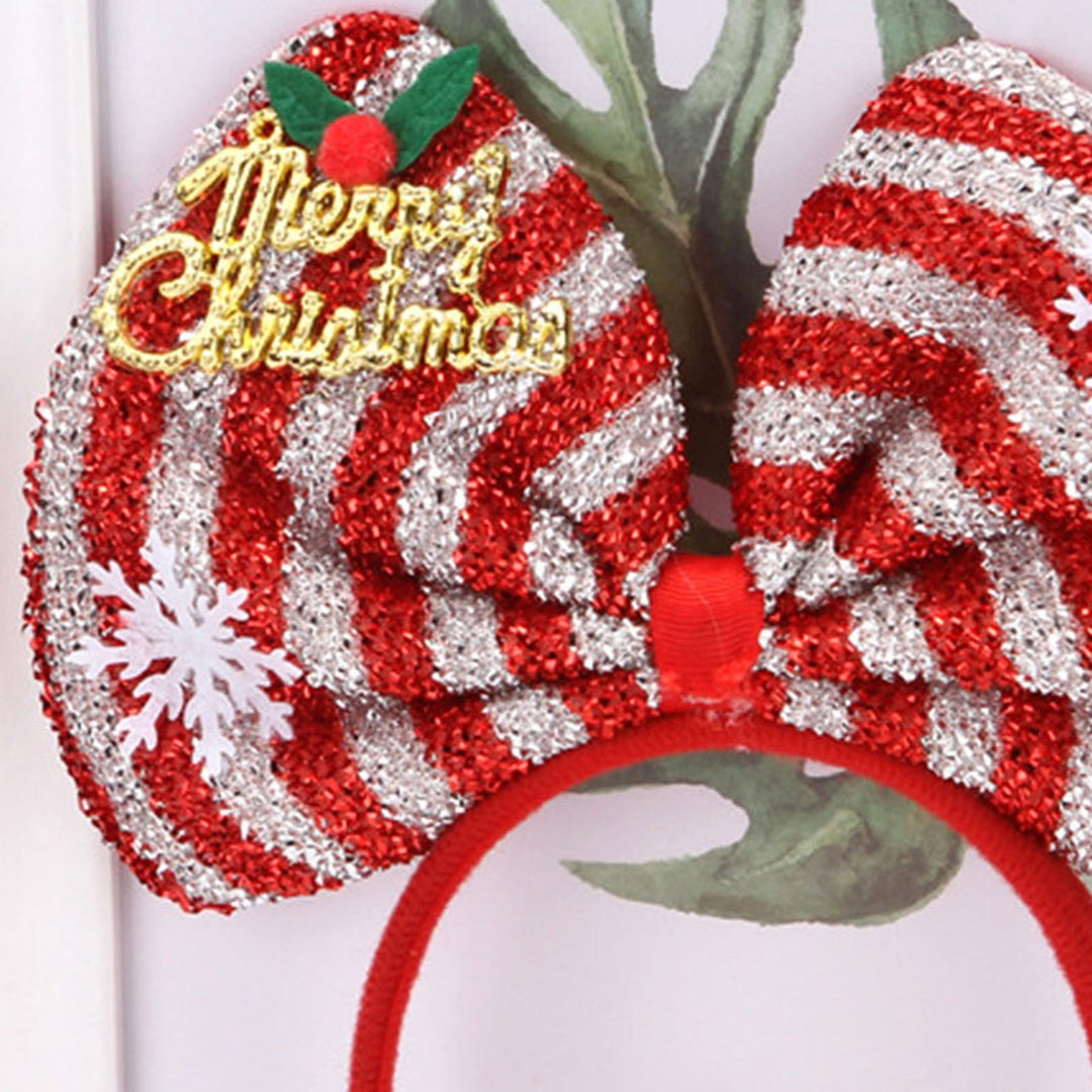 Christmas Sequins Letter Bowknot Decor Headband Snowflake Striped Hair Hoop Merry Christmas Headdress Decoration Image 11