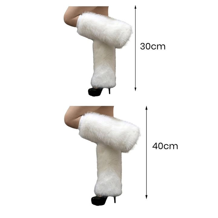 1 Pair Women Imitation Fox faux Leg Warmers Solid Color Elastic Furry Boot Covers Knee-length Long Socks Fashion Image 12