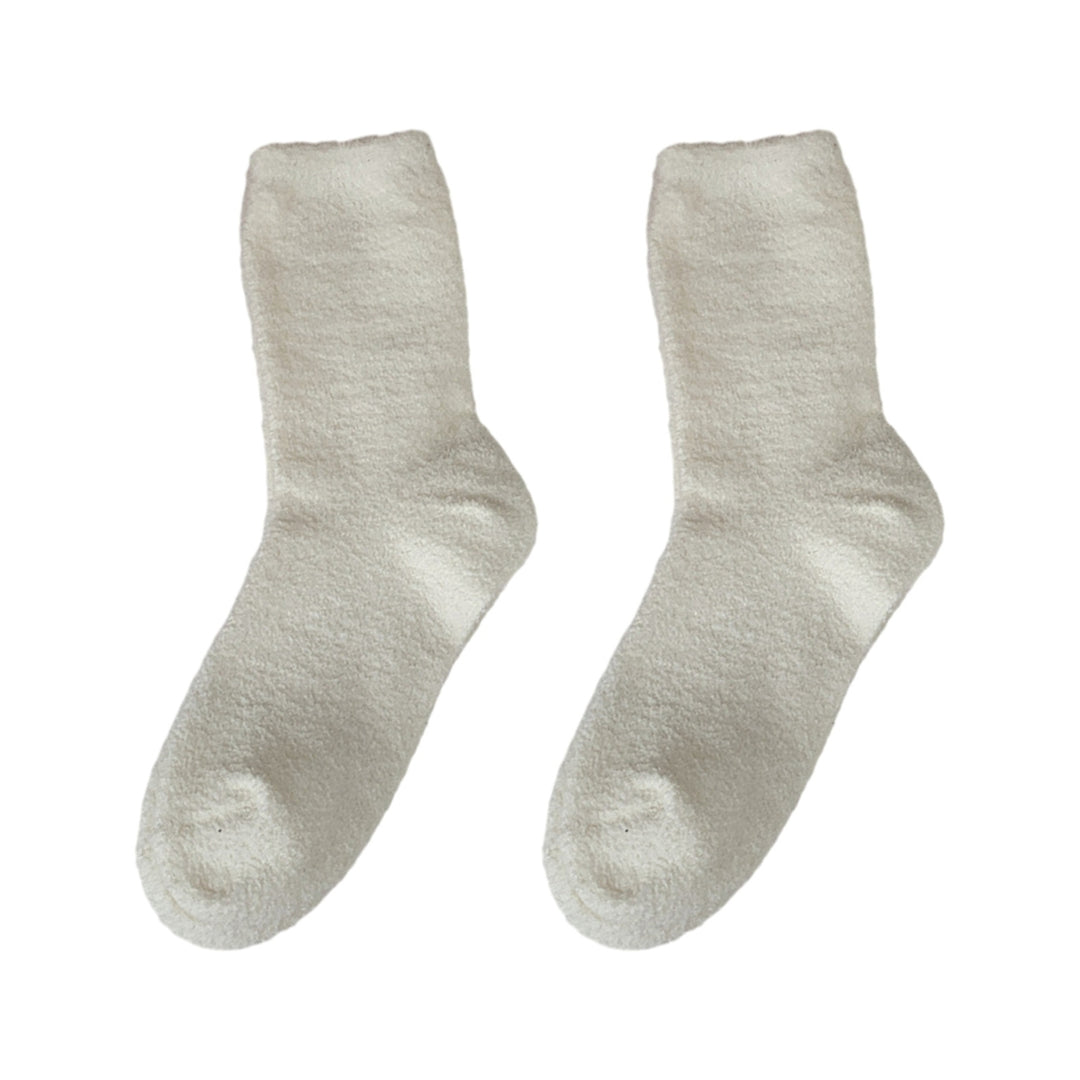1 Pair Macaron Coral Velvet Socks Cozy Warm Comfortable Mid-tube Thickened Soft Winter Home Carpet Socks Image 2