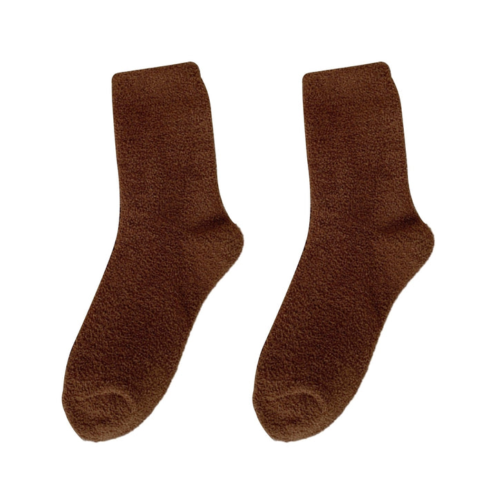 1 Pair Macaron Coral Velvet Socks Cozy Warm Comfortable Mid-tube Thickened Soft Winter Home Carpet Socks Image 3