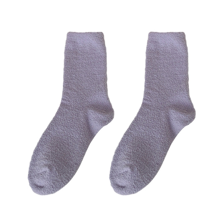 1 Pair Macaron Coral Velvet Socks Cozy Warm Comfortable Mid-tube Thickened Soft Winter Home Carpet Socks Image 4