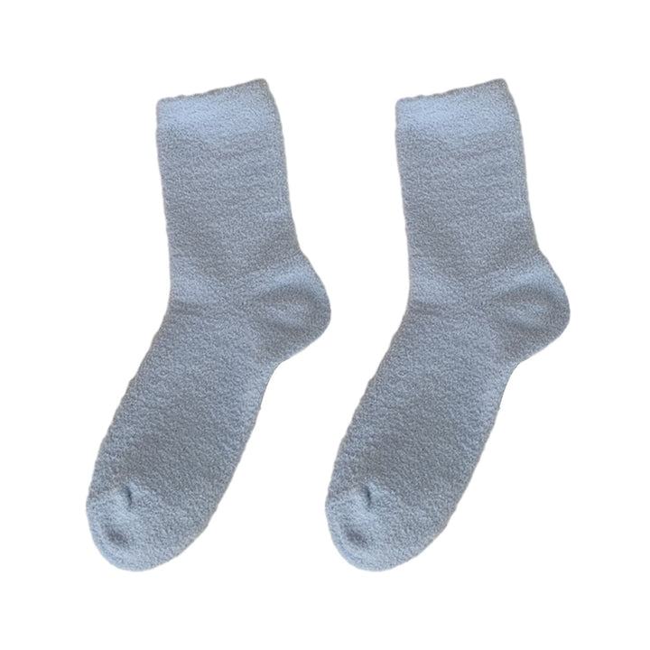 1 Pair Macaron Coral Velvet Socks Cozy Warm Comfortable Mid-tube Thickened Soft Winter Home Carpet Socks Image 4