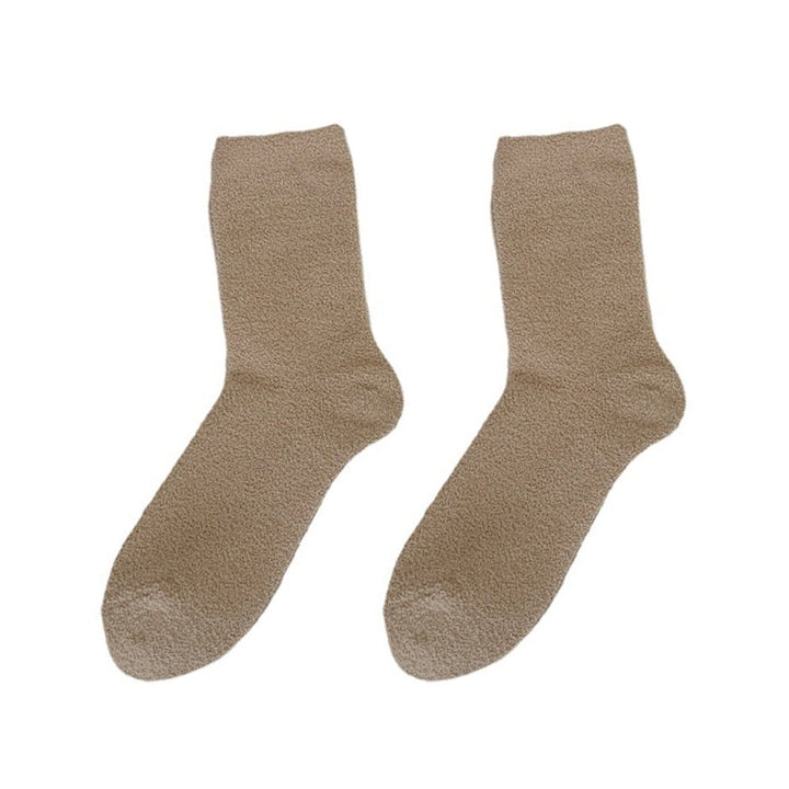 1 Pair Macaron Coral Velvet Socks Cozy Warm Comfortable Mid-tube Thickened Soft Winter Home Carpet Socks Image 1