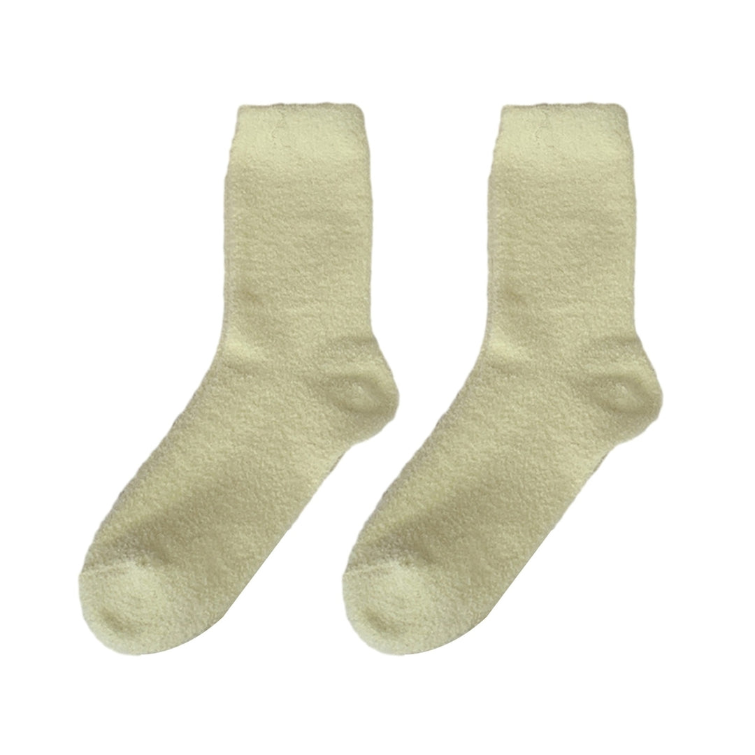 1 Pair Macaron Coral Velvet Socks Cozy Warm Comfortable Mid-tube Thickened Soft Winter Home Carpet Socks Image 7