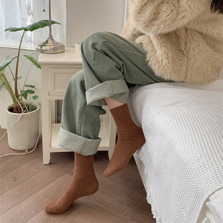 1 Pair Macaron Coral Velvet Socks Cozy Warm Comfortable Mid-tube Thickened Soft Winter Home Carpet Socks Image 11