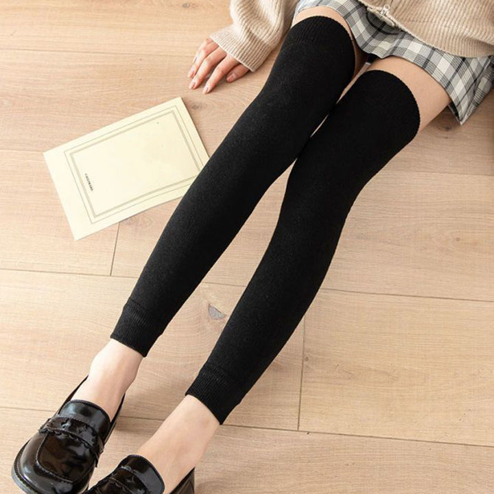 1 Pair Velvet Knee Socks Warmth Protection Thick Autumn Lady Wear-resistant Over-the-Knee Sleeves for Cold Winter Image 9
