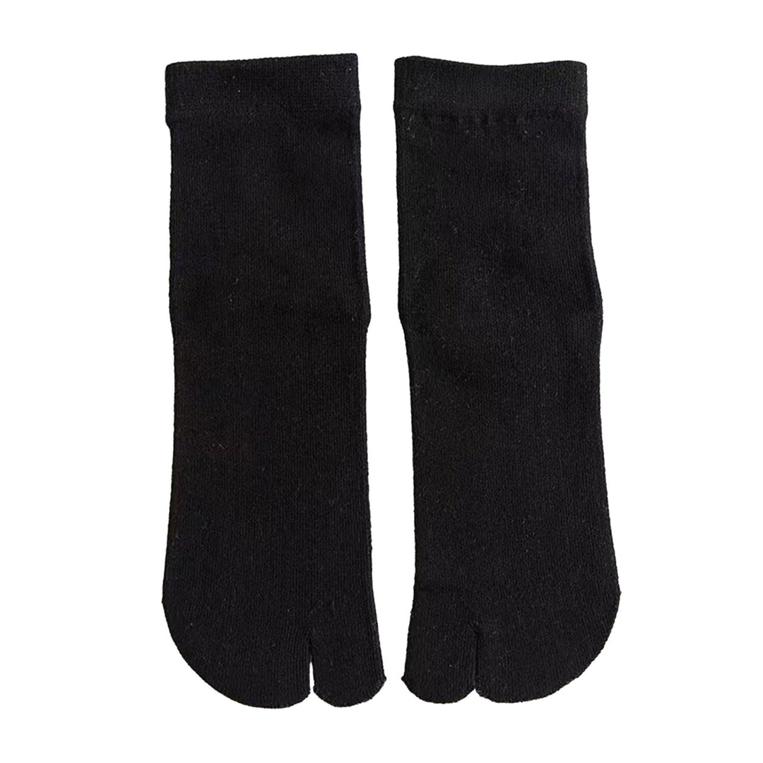 1 Pair Women Sock Middle Tube Two Toes Solid Color Soft High Elasticity Anti-slip Ankle Protection Sweat Absosrption Image 1