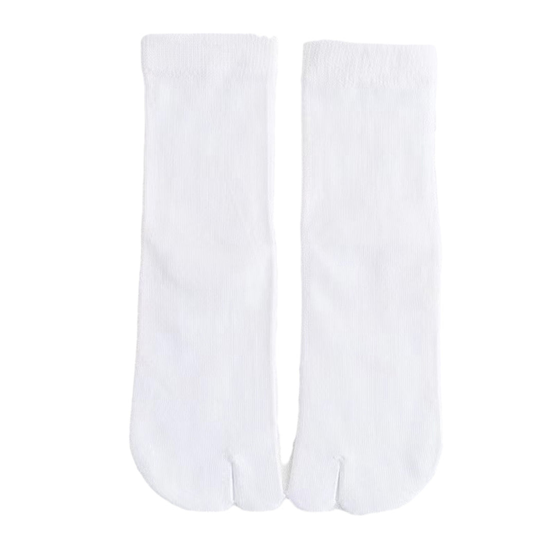 1 Pair Women Sock Middle Tube Two Toes Solid Color Soft High Elasticity Anti-slip Ankle Protection Sweat Absosrption Image 3