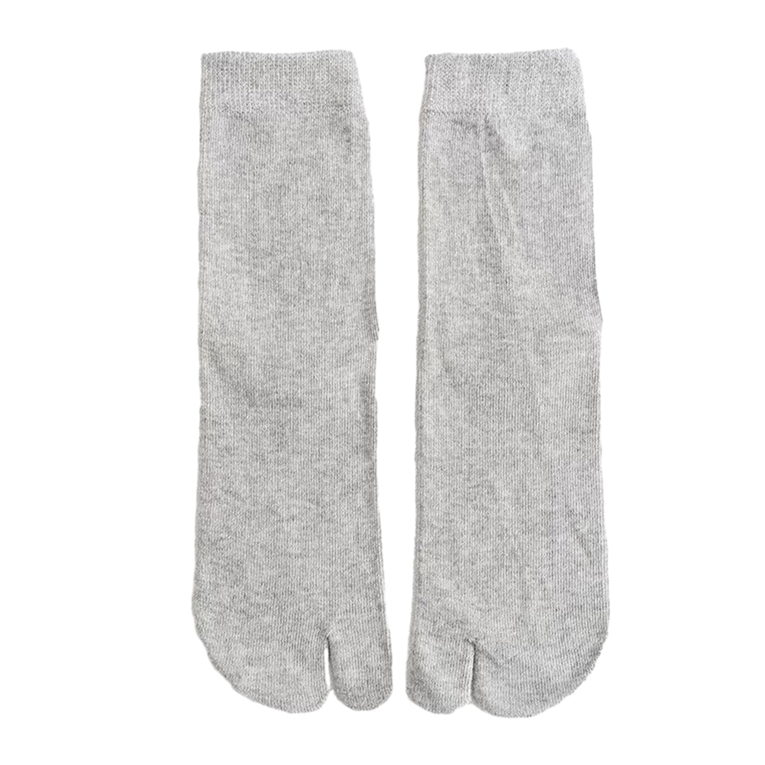 1 Pair Women Sock Middle Tube Two Toes Solid Color Soft High Elasticity Anti-slip Ankle Protection Sweat Absosrption Image 7