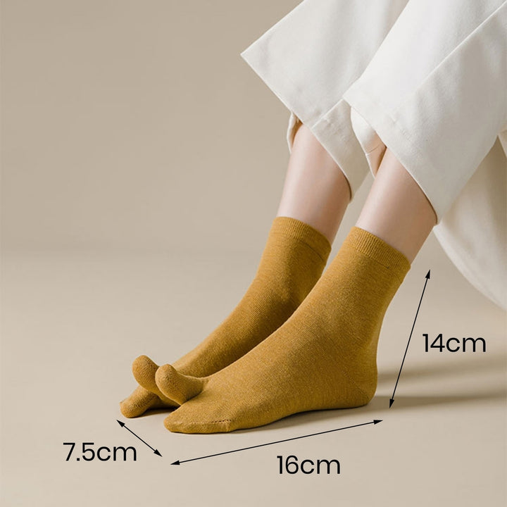 1 Pair Women Sock Middle Tube Two Toes Solid Color Soft High Elasticity Anti-slip Ankle Protection Sweat Absosrption Image 12