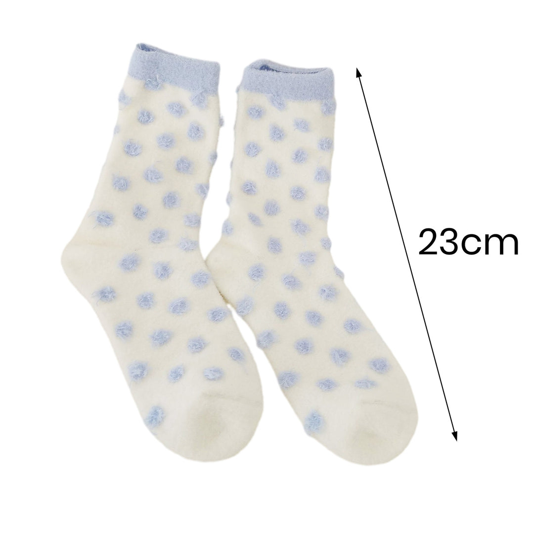 1 Pair Creative Autumn Winter Plush Socks Dot Print Middle Tube Candy Color Thickened Warm Pile Socks Women Knitting Image 8