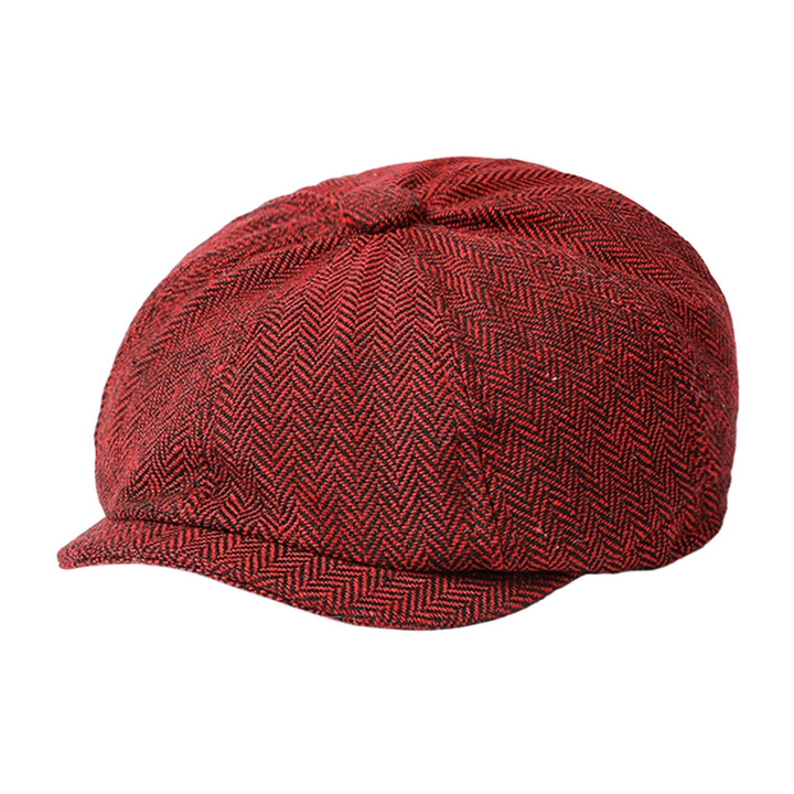 Men Autumn Winter Classic Herringbone Pattern Octagonal Hat Extended Brim Beret Hat Newspaper Painter Hat Fashion Image 4