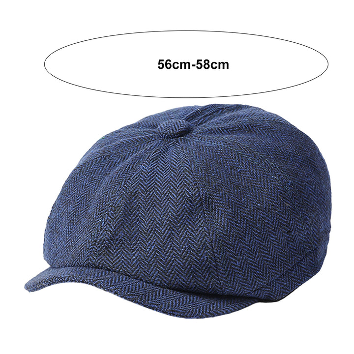 Men Autumn Winter Classic Herringbone Pattern Octagonal Hat Extended Brim Beret Hat Newspaper Painter Hat Fashion Image 10