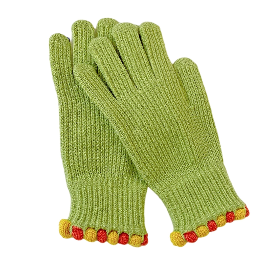 1 Pair of Women Knitted Winter Gloves Thickened Warm Breathable Acrylic Yarn Split Finger Touch Screen Stylish Gloves Image 4