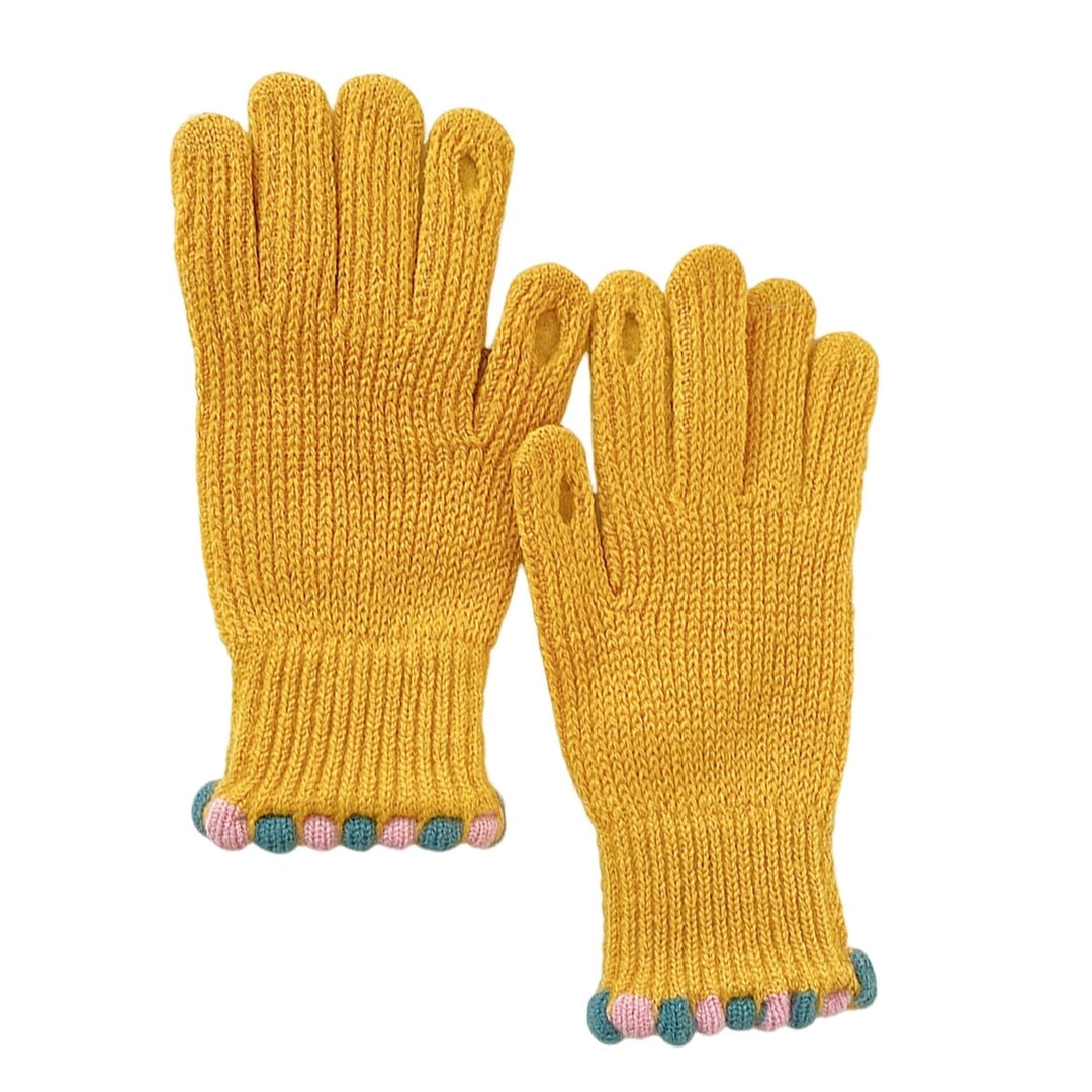 1 Pair of Women Knitted Winter Gloves Thickened Warm Breathable Acrylic Yarn Split Finger Touch Screen Stylish Gloves Image 1