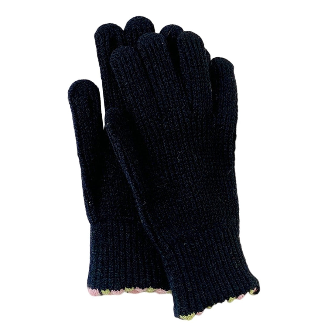 1 Pair of Women Knitted Winter Gloves Thickened Warm Breathable Acrylic Yarn Split Finger Touch Screen Stylish Gloves Image 1
