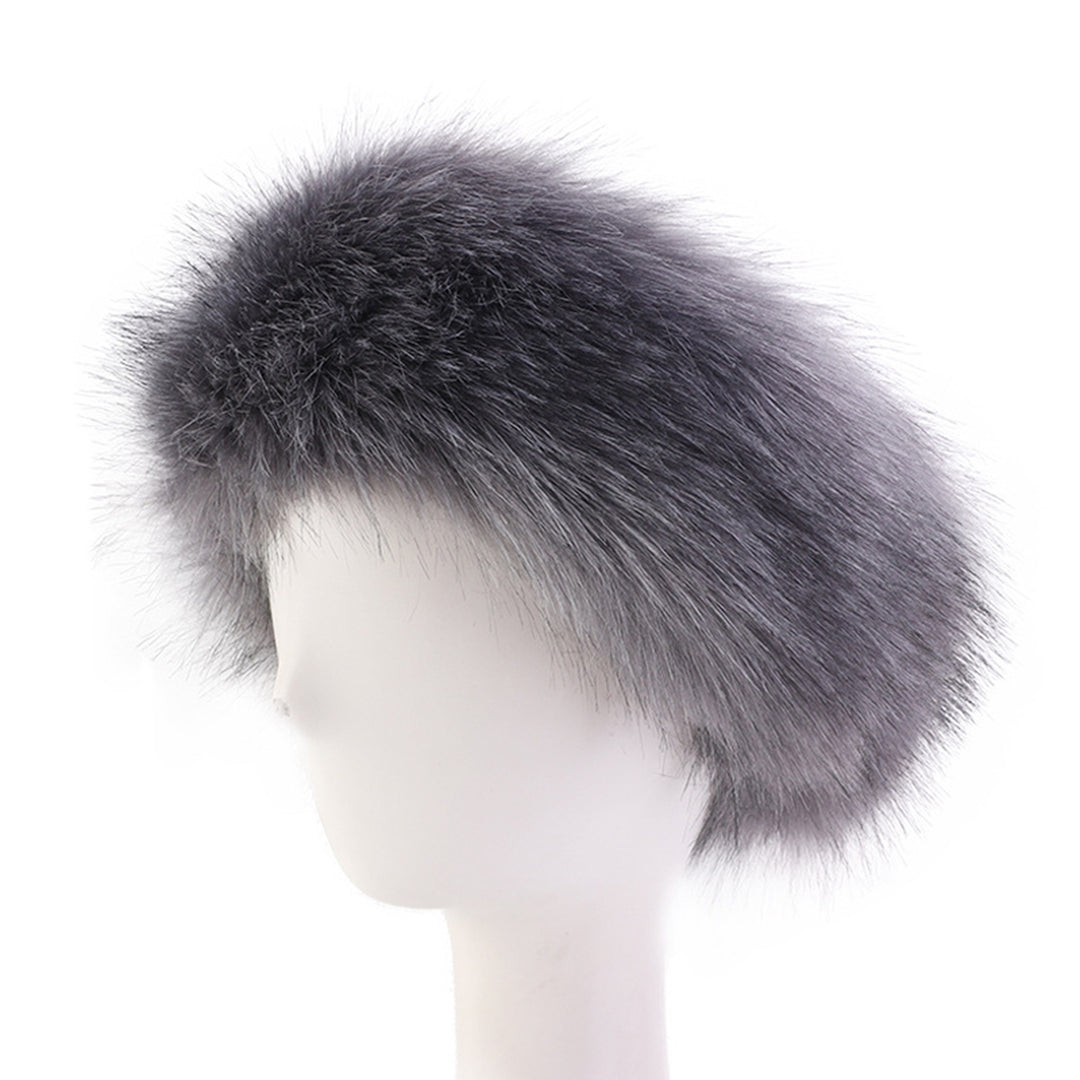 Ladies Winter Faux faux Soft Fluffy Cozy Warm Unisex Thick Furry Headband Winter Outdoor Earwarmer Empty Top Elastic Image 4