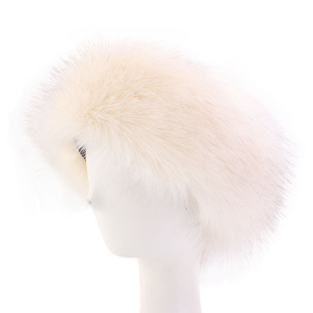 Ladies Winter Faux Fur Soft Fluffy Cozy Warm Unisex Thick Furry Headband Winter Outdoor Earwarmer Empty Top Elastic Image 1