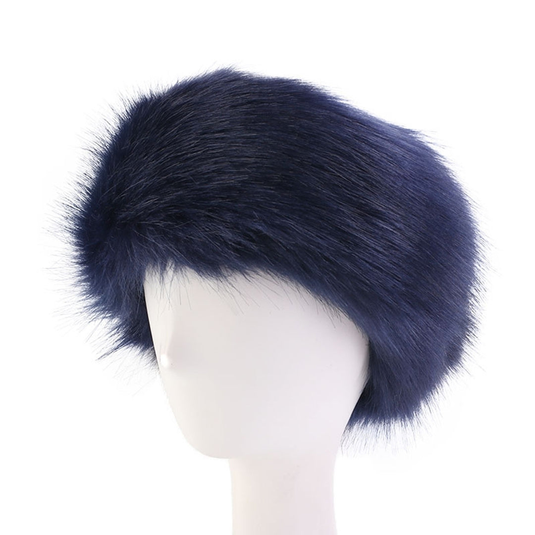 Ladies Winter Faux Fur Soft Fluffy Cozy Warm Unisex Thick Furry Headband Winter Outdoor Earwarmer Empty Top Elastic Image 1