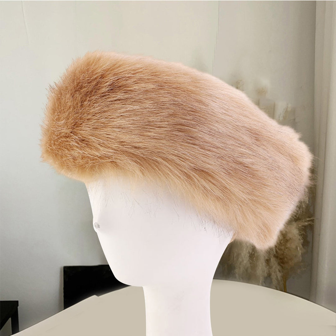 Ladies Winter Faux faux Soft Fluffy Cozy Warm Unisex Thick Furry Headband Winter Outdoor Earwarmer Empty Top Elastic Image 11