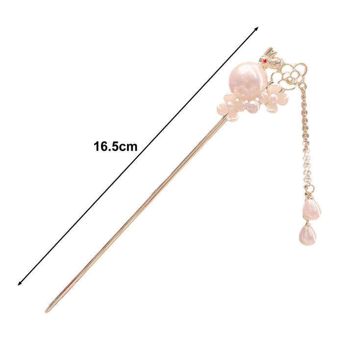 Hairpin Cute Bunny Design with Elegant Tassel Faux Pearl Decoration Fashionable Ancient Style Jade Rabbit Hairpin Image 6