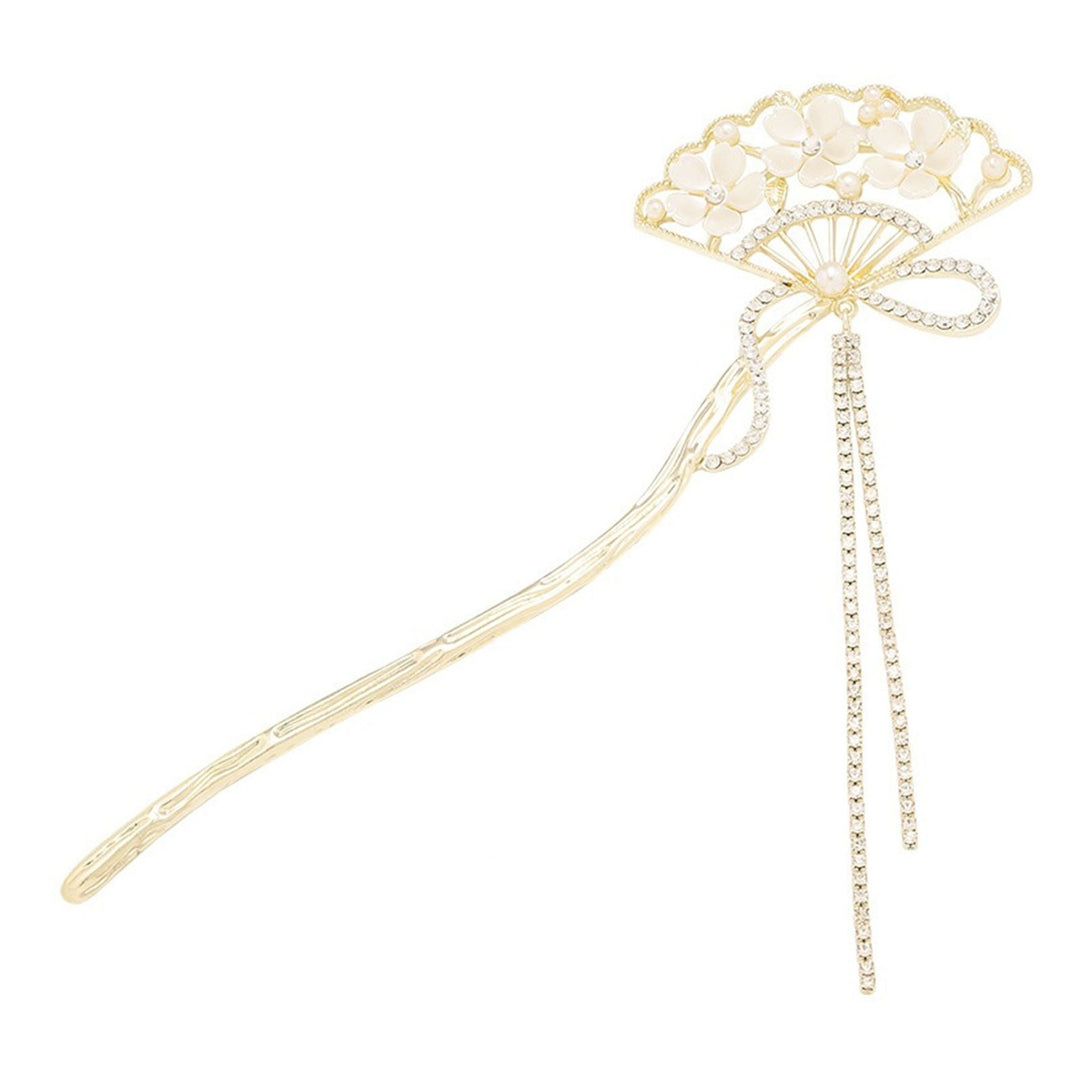 Delicate Hairpin Fan-shaped Flower Curved with Tassel Stylish Unique Back of The Head Plate Hairpin Hair Accessories Image 4