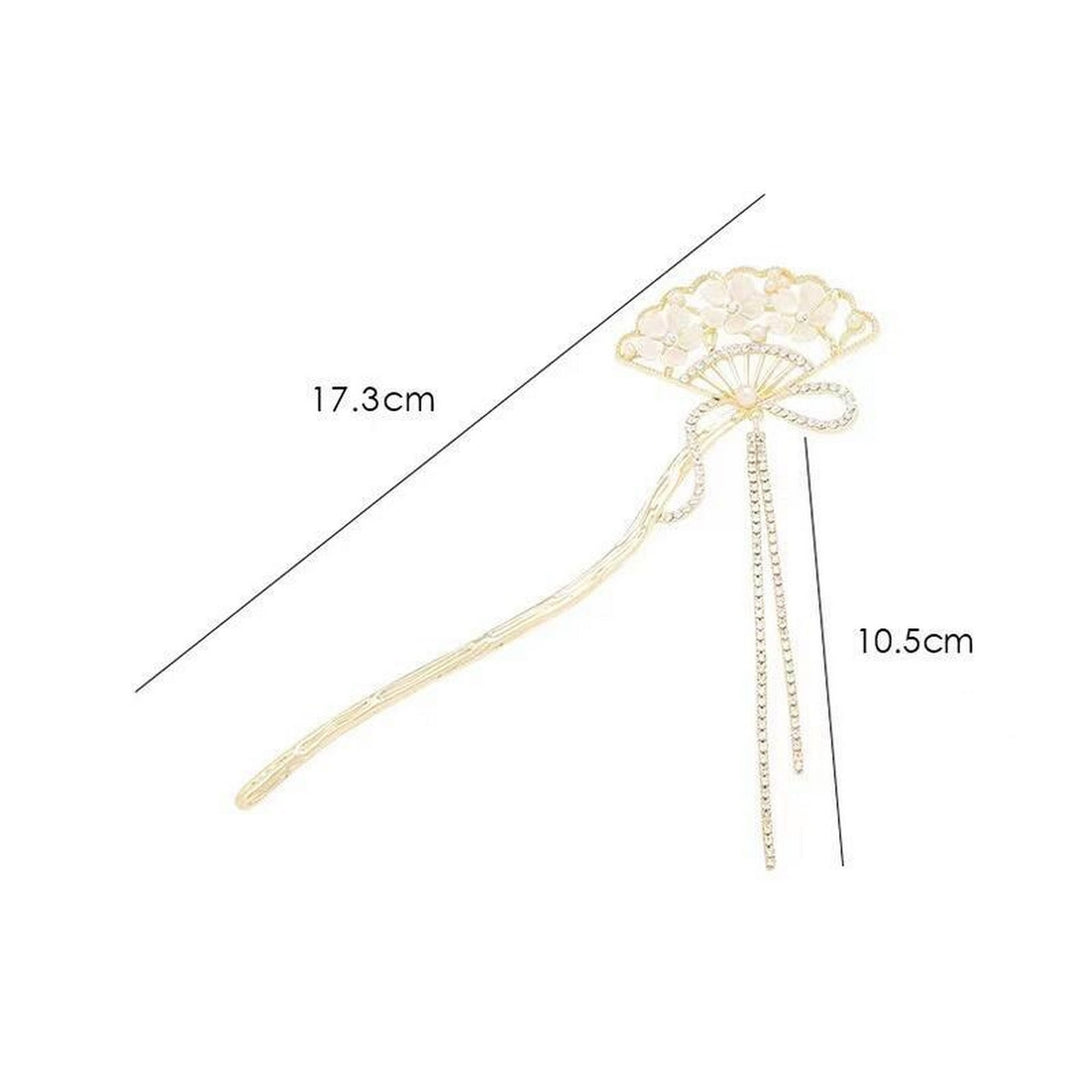 Delicate Hairpin Fan-shaped Flower Curved with Tassel Stylish Unique Back of The Head Plate Hairpin Hair Accessories Image 6