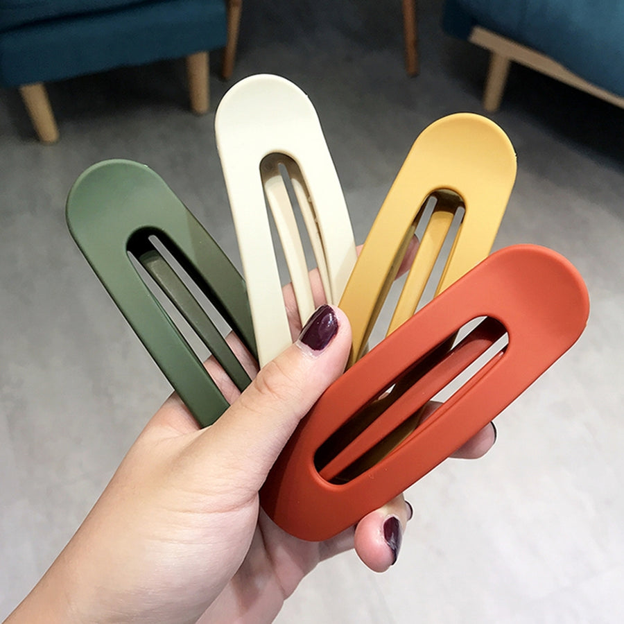 Women Large Hairpin Hollow Elastic Spring Anti-slip Solid Color Smooth Lightweight Bangs Clip Hair Fixation Decoration Image 1