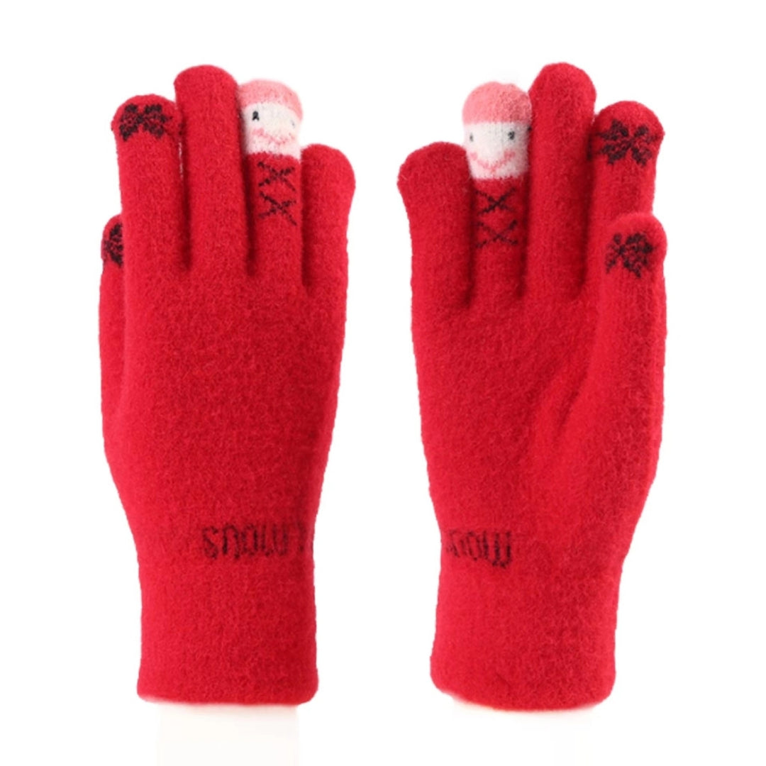 1 Pair Women Winter Gloves Thick Knitted Warm Elastic Anti-slip Touch Screen Cold-resistant Image 4