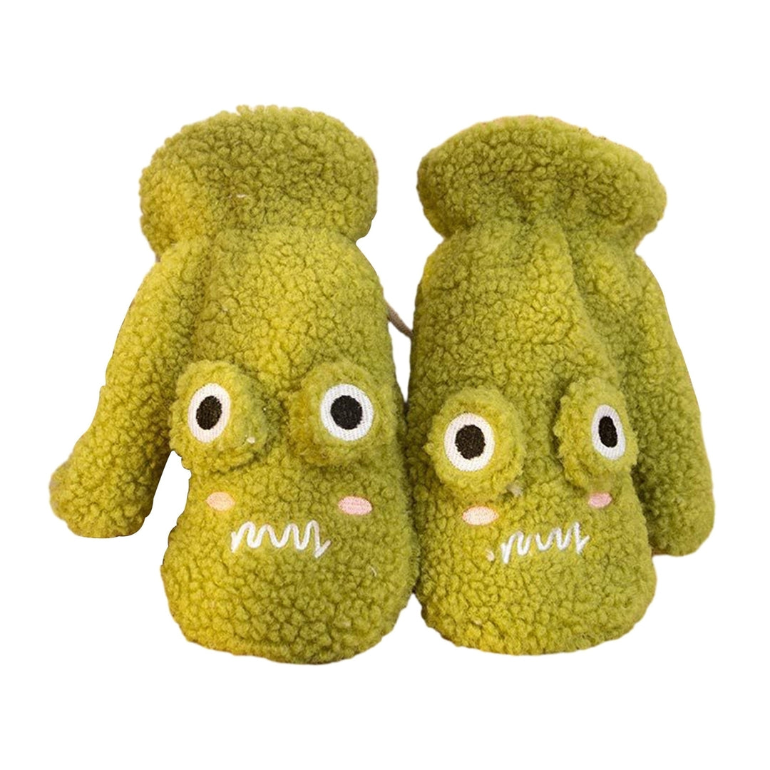 1 Pair Winter Gloves Cute Frog Shape Gloves Hanging Design Soft Comfortable Warm Gloves for Outdoor Sports Image 3