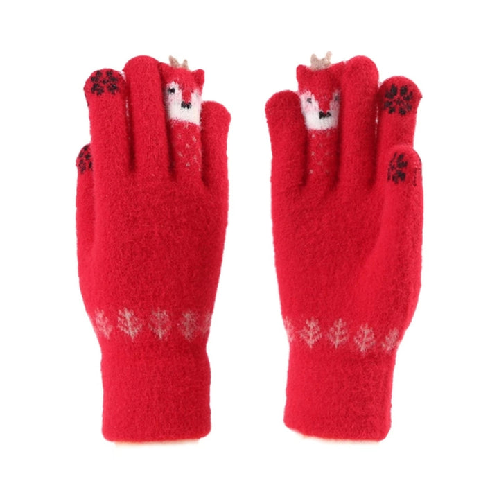 1 Pair Women Winter Gloves Thick Knitted Warm Elastic Anti-slip Touch Screen Cold-resistant Image 6