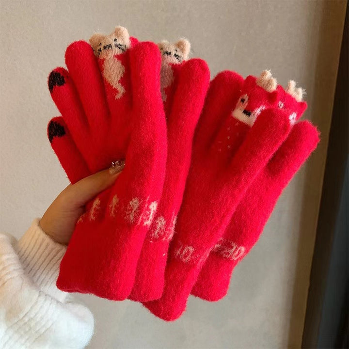 1 Pair Women Winter Gloves Thick Knitted Warm Elastic Anti-slip Touch Screen Cold-resistant Image 11