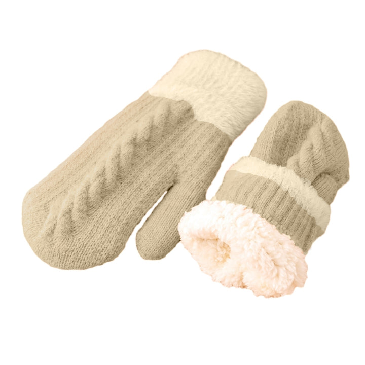 1 Pair Women Winter Gloves Color Matching Elastic Thickened Soft Plush Warm Windproof Fiver Fingers Windproof Warm Image 4
