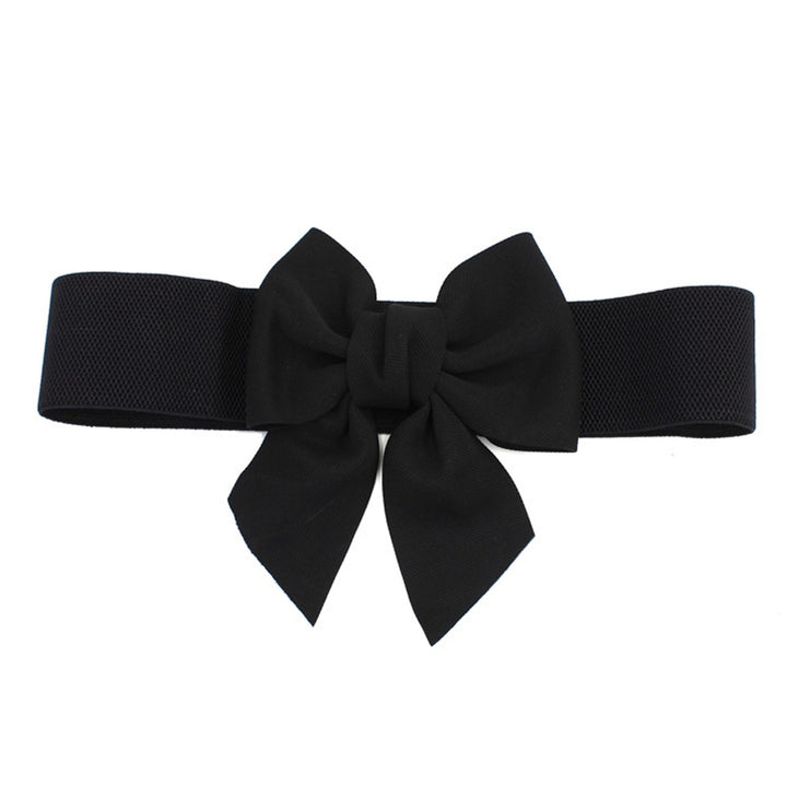 Women Elegant Large Bowknot Elastic Belt Dress Decorative Versatile Wide Belt Elastic Waistband Decoration Image 2