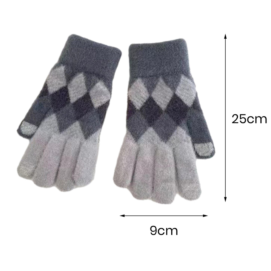1 Pair Women Winter Gloves Color Matching Elastic Thick Soft Warm Fiver Fingers Windproof Warm Touch Image 11