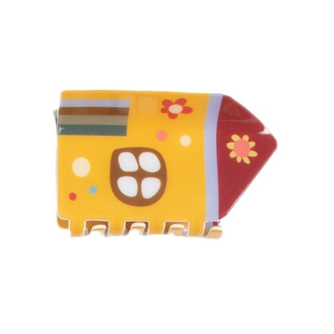 Mini Hair Claw Cute Cartoon House Shape Cross Teeth Children Girls Hair Clip Anti-slip Lightweight Hair Decoration Tool Image 1