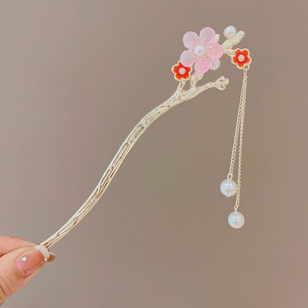 Faux Pearl Tassel Hair Stick Pin Flower Chinese Style Hair Chopstick Female Elegant Metal Hairpin for Buns Hair Image 9