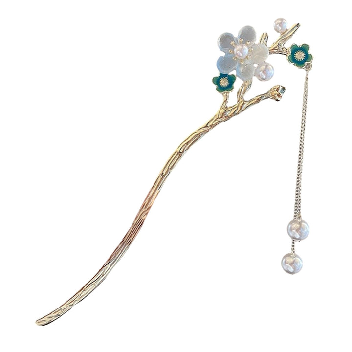 Faux Pearl Tassel Hair Stick Pin Flower Chinese Style Hair Chopstick Female Elegant Metal Hairpin for Buns Hair Image 1