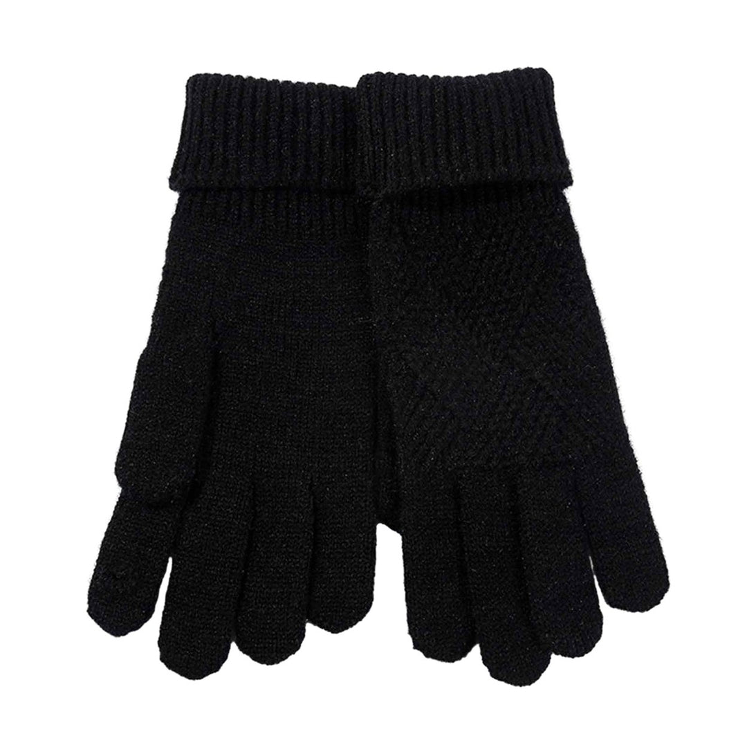 1 Pair Autumn Winter Women Lengthened Touch Screen Mittens Solid Color Jacquard Knit Split Full Finger Warm Gloves Image 1