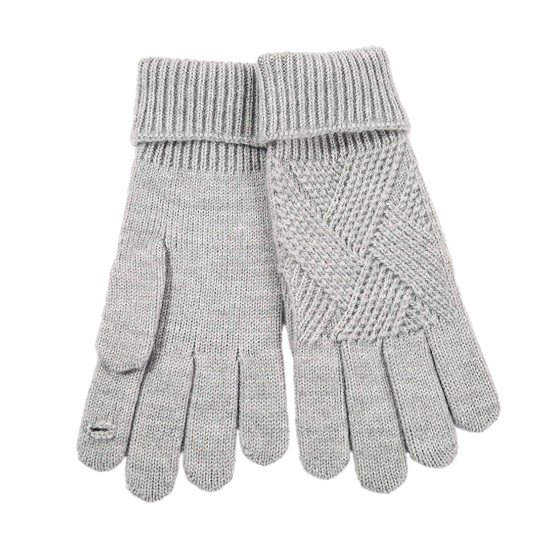 1 Pair Autumn Winter Women Lengthened Touch Screen Mittens Solid Color Jacquard Knit Split Full Finger Warm Gloves Image 3