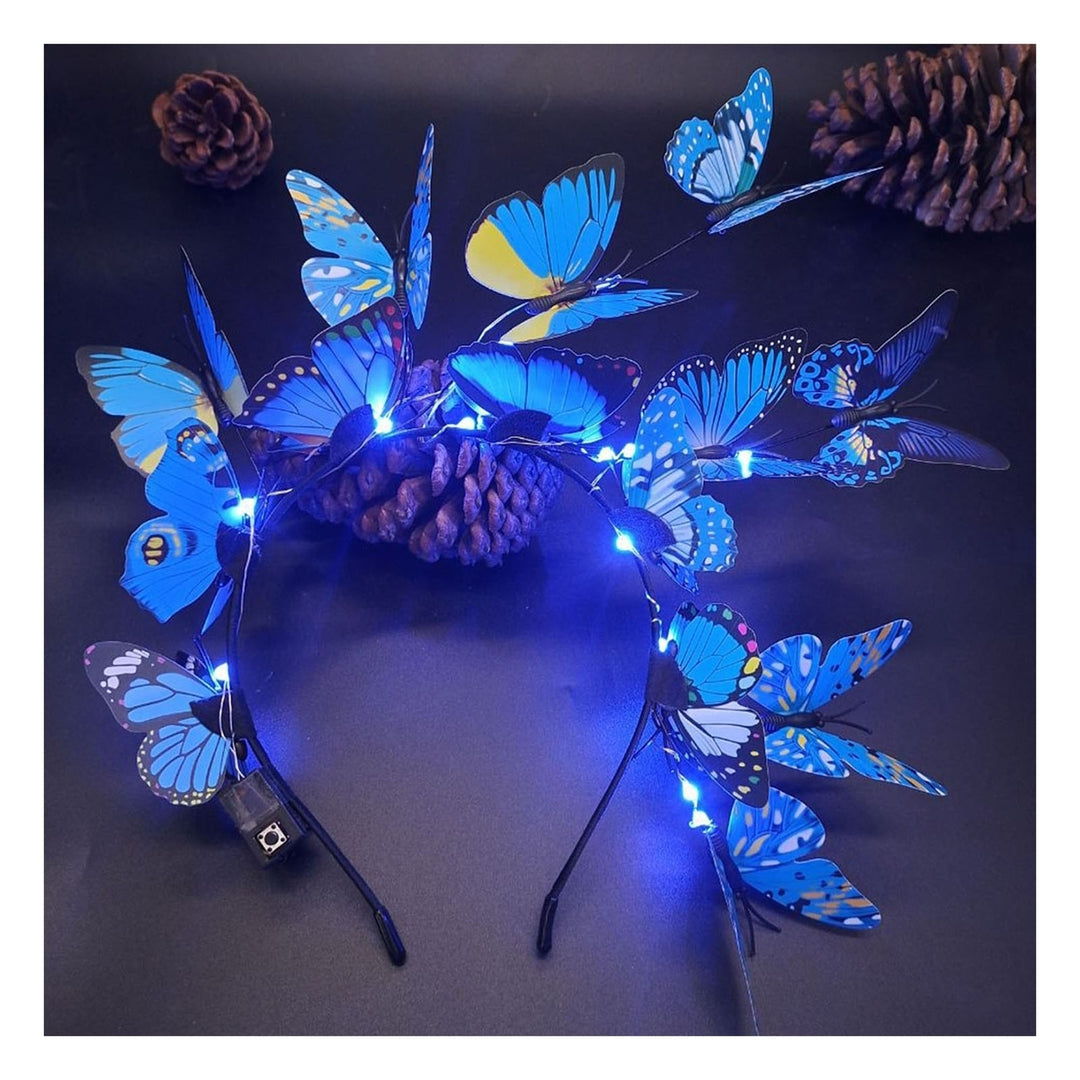 Women Christmas Hairband Glowing LED Light Up Different Butterfly Fascinator Elastic Anti-slip New Year Party Hair Hoop Image 3