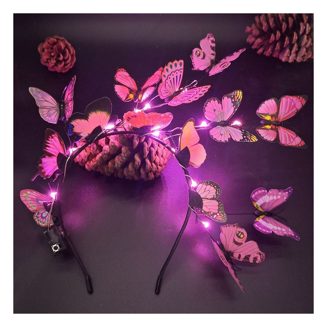 Women Christmas Hairband Glowing LED Light Up Different Butterfly Fascinator Elastic Anti-slip Year Party Hair Hoop Image 4