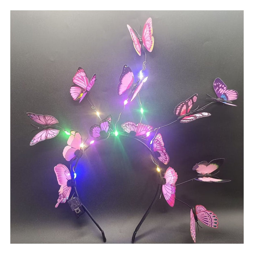 Women Christmas Hairband Glowing LED Light Up Different Butterfly Fascinator Elastic Anti-slip Year Party Hair Hoop Image 1