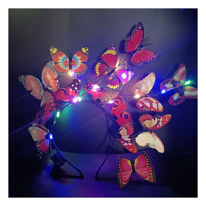 Women Christmas Hairband Glowing LED Light Up Different Butterfly Fascinator Elastic Anti-slip New Year Party Hair Hoop Image 1