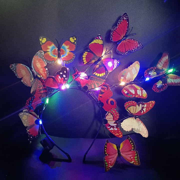 Women Christmas Hairband Glowing LED Light Up Different Butterfly Fascinator Elastic Anti-slip Year Party Hair Hoop Image 9