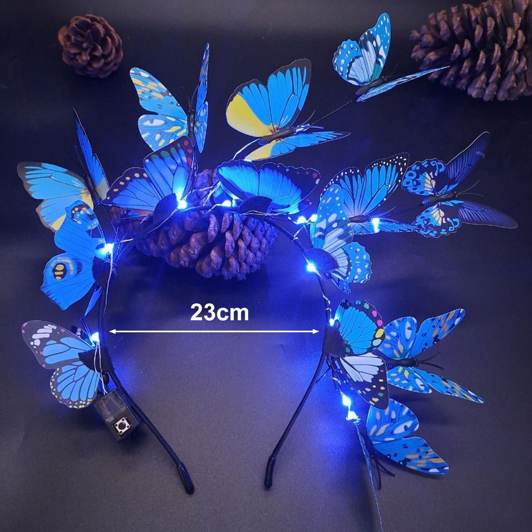 Women Christmas Hairband Glowing LED Light Up Different Butterfly Fascinator Elastic Anti-slip Year Party Hair Hoop Image 11