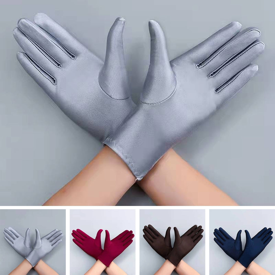 1 Pair Unsiex Winter Gloves Five Fingers Solid Color Elastic Anti-slip Sun Protection Breathable Image 1